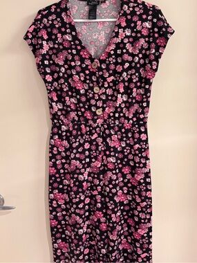 Black & Pink Floral Button-Front girls jumpsuit